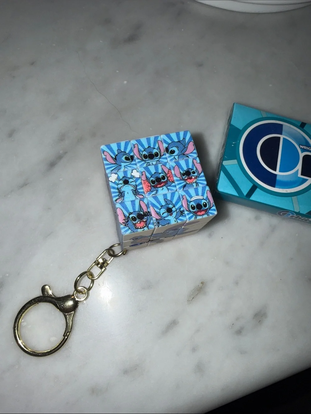 Stitch Mini Puzzle Cube Keychain - Blue & Purple